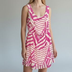 Everly Women's Sleeveless Pink and White Geometric A Line Dress